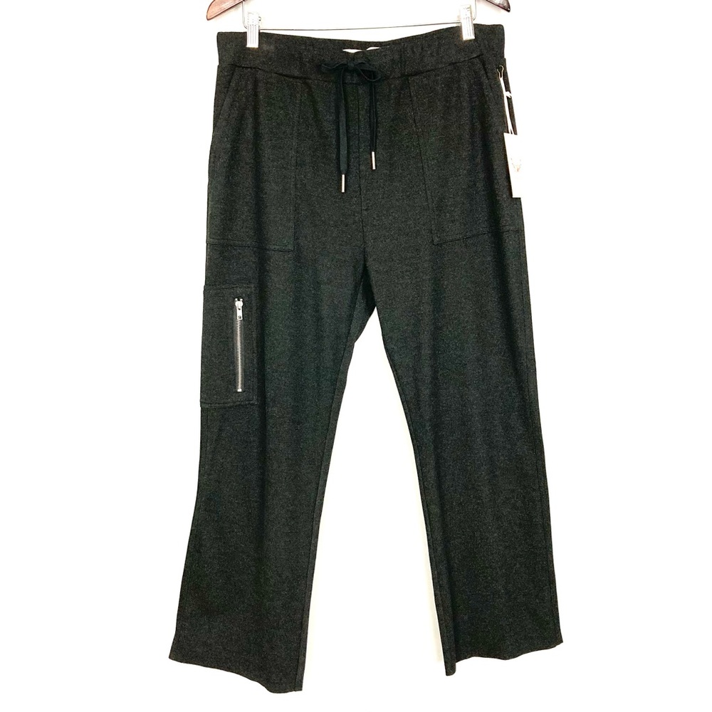 Boundless North Ribbed Knit Pants Women’s Size L Zip Pocket Pull On Stretch